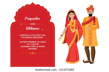 indian hindu wedding invitation card template vector illustration