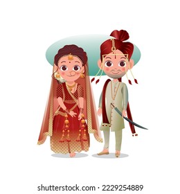 Indian Hindu wedding vector  illustration editable