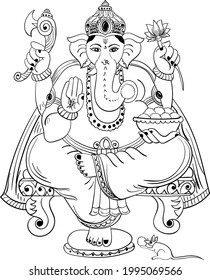 423 Ganpati line drawing Images, Stock Photos & Vectors | Shutterstock