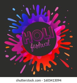 Indian Holi festival vector banner with artistic inscription
