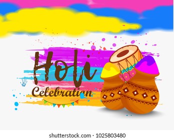 Indian Holi Traditional Festival "Holi Fair" Celebration Poster Or Banner Background.