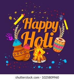 Indian Holi Traditional Festival "Holi Fair" Celebration Poster Or Banner Background.