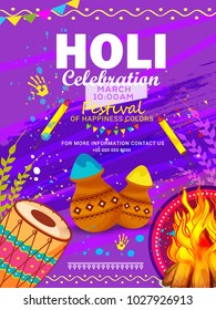 Indian Holi Traditional Festival "Holi Fair" Celebration Poster Or Banner Background.