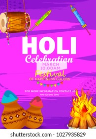 Indian Holi Traditional Festival "Holi Fair" Celebration Poster Or Banner Background.
