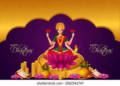 Indian holiday of Happy Dhanteras during Diwali season for prosperity. Vector illustration