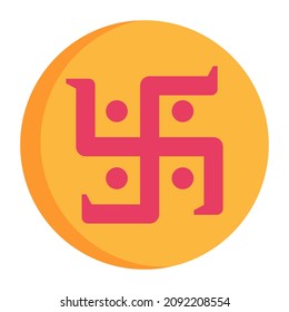 Indian Holy Symbol Flat Icon Swastika Stock Vector (Royalty Free ...