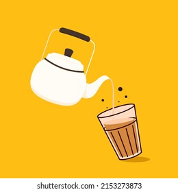 Indian hot drink vector. Indian chai icon. Chai is Indian drink. 