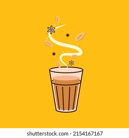 Indian hot drink vector. Indian chai icon. Chai is Indian drink. 