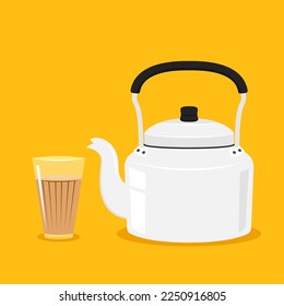 Indian hot drink vector. Indian chai icon. Chai is Indian drink. Kettle vector.