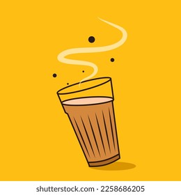 Indian hot drink vector. Indian chai icon. Chai is Indian drink. 