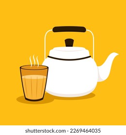 Indian hot drink vector. Indian chai icon. Chai is Indian drink. 