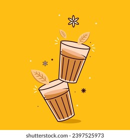 Indian hot drink vector. Indian chai icon. Chai is Indian drink. Kerala tea shop illustration vector eps.Indian Kerala roadside. Kerala tea shop line drawing. Kerala Old.