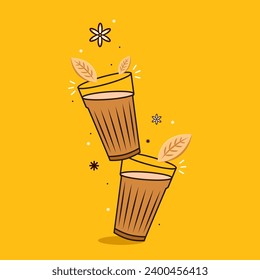 Indian hot drink vector. Indian chai icon. Chai is Indian drink. Kerala tea shop illustration vector eps.Indian Kerala roadside. Kerala tea shop line drawing. Kerala Old.
