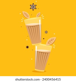 Indian hot drink vector. Indian chai icon. Chai is Indian drink. Kerala tea shop illustration vector eps.Indian Kerala roadside. Kerala tea shop line drawing. Kerala Old.
