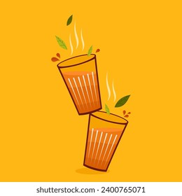 Indian hot drink vector. Indian chai icon. Chai is Indian drink. Kerala tea shop illustration vector eps. Indian Kerala roadside. Kerala tea shop line drawing. Kerala Old.