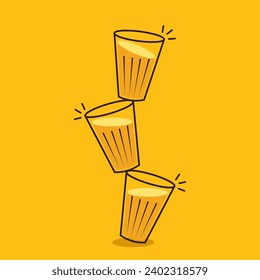 Vector indio de bebidas calientes. Icono de chai indio. Chai es una bebida india. Pistas vectoriales de la tienda de té de Kerala. Camino de Kerala en India. Dibujo de la tienda de té de Kerala. Kerala Old.