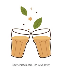 Vector indio de bebidas calientes. Icono de chai indio. Chai es una bebida india. Pistas vectoriales de la tienda de té de Kerala. Camino de Kerala en India. Dibujo de la tienda de té de Kerala. Kerala Old.
