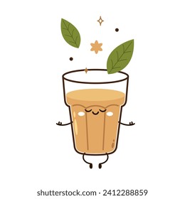 Vector indio de bebidas calientes. Icono de chai indio. Chai es una bebida india. Pistas vectoriales de la tienda de té de Kerala. Camino de Kerala en India. Dibujo de la tienda de té de Kerala. Kerala Old.