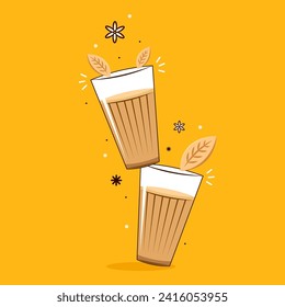 Indian hot drink vector. Indian chai icon. Chai is Indian drink. Kerala tea shop illustration vector eps. Indian Kerala roadside. Kerala tea shop line drawing. Kerala Old.