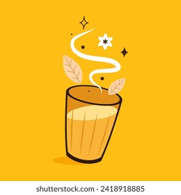 Indian hot drink vector. Indian chai icon. Chai is Indian drink. Kerala tea shop illustration vector eps. Indian Kerala roadside. Kerala tea shop line drawing. Kerala Old.