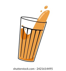 Vector indio de bebidas calientes. Icono de chai indio. Chai es una bebida india. Pistas vectoriales de la tienda de té de Kerala. Camino de Kerala en India. Dibujo de la tienda de té de Kerala. Kerala Old.