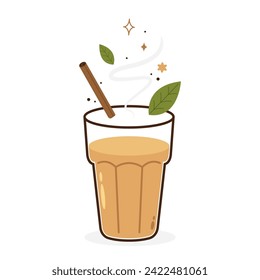 Vector indio de bebidas calientes. Icono de chai indio. Chai es una bebida india. Pistas vectoriales de la tienda de té de Kerala. Camino de Kerala en India. Dibujo de la tienda de té de Kerala. Kerala Old.