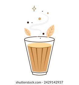 Vector indio de bebidas calientes. Icono indio del chai. Chai es una bebida india. Kerala tienda de té ilustración vectorial eps. Camino de Kerala indio. Dibujo de la línea de té de Kerala. Kerala Vieja.