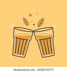 Indian hot drink vector. Indian chai icon. Chai is Indian drink. Kerala tea shop illustration vector eps. Indian Kerala roadside. Kerala tea shop line drawing. Kerala Old.