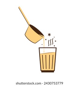 Vector indio de bebidas calientes. Icono indio del chai. Chai es una bebida india. Kerala tienda de té ilustración vectorial eps. Camino de Kerala indio. Dibujo de la línea de té de Kerala. Kerala Vieja.