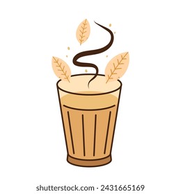 Indian hot drink vector. Indian chai icon. Chai is Indian drink. Kerala tea shop illustration vector eps. Indian Kerala roadside. Kerala tea shop line drawing. Kerala Old.