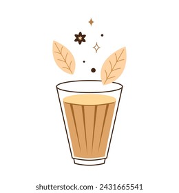 Vector indio de bebidas calientes. Icono indio del chai. Chai es una bebida india. Kerala tienda de té ilustración vectorial eps. Camino de Kerala indio. Dibujo de la línea de té de Kerala. Kerala Vieja.