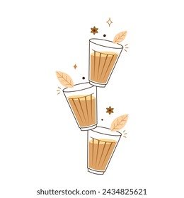 Indian hot drink vector. Indian chai icon. Chai is Indian drink. Kerala tea shop illustration vector eps. Indian Kerala roadside. Kerala tea shop line drawing. Kerala Old.