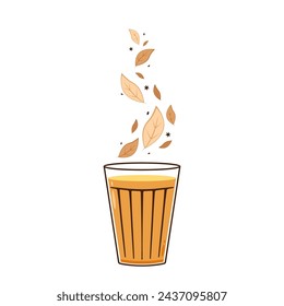 Vector indio de bebidas calientes. Icono indio del chai. Chai es una bebida india. Kerala tienda de té ilustración vectorial eps. Camino de Kerala indio. Dibujo de la línea de té de Kerala. Kerala Vieja.