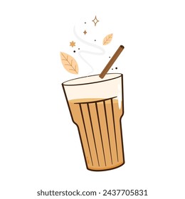 Indian hot drink vector. Indian chai icon. Chai is Indian drink. Kerala tea shop illustration vector eps. Indian Kerala roadside. Kerala tea shop line drawing. Kerala Old.