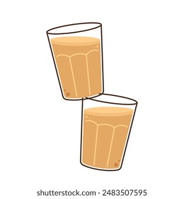 Vector indio de bebidas calientes. Icono indio del chai. Chai es una bebida india. Ilustración de la tienda de té de Kerala Vector eps. Camino de Kerala indio. Dibujo de la línea de té de Kerala. Kerala Vieja.