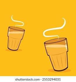 Bebida caliente india Vector. Icono de chai indio. Chai es una bebida india. Vector de ilustración de la tienda de té de Kerala eps. Carretera india de Kerala. Dibujo de línea de la tienda de té de Kerala. Viejo Kerala.