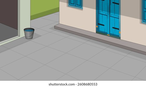 Indian House Backyard Background Illustration, Cartoon House backside background vector