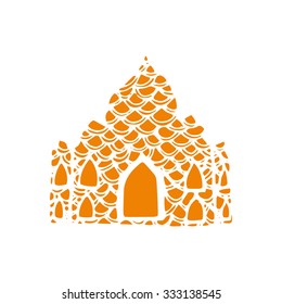 Indian house in doodle style. Vector