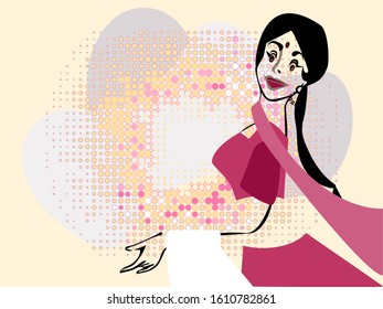 Indian housemaid.
Hotel female housekeeping worker
Vector for design flyer,invitation, card, poster.
