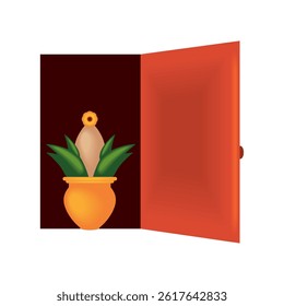 Indian Housewarming Kalash Entrance Puja Decoration Ritual Doorway Tradition Cultural Prosperity