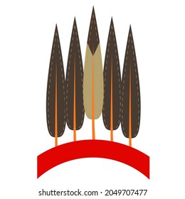 Indian hut, roach icon. Thanksgiving day felt decoration element. Vector flat illustration isolated on white background.