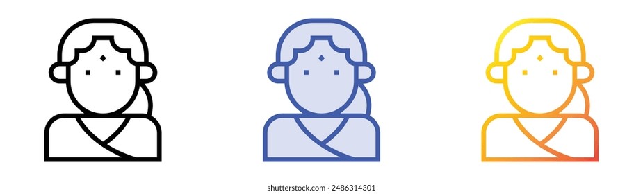 indian icon. Linear, Blue Fill and Gradient Style Design Isolated On White Background