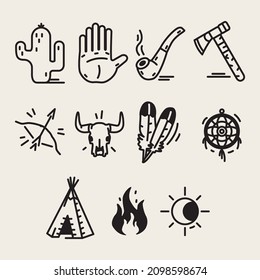 Indian icon set. Blackwhite. Minimalistic. Outline.