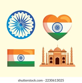 Indian icon set on white background