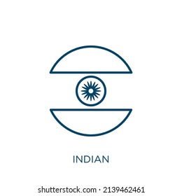 indian icon. Thin linear indian outline icon isolated on white background. Line vector indian sign, symbol for web and mobile