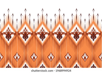 Indian ikat ethnic seamless pattern design. Aztec fabric carpet mandala ornament native boho African American textile chevron wallpaper. Geometric tribal texture vector illustrations background.