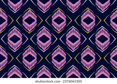 Patrón de ikat indio .diseño concepto pastel.Alfombra de tela azteca étnica adorno de alfombras nativas boho chino-americano chevron textil decoración de papel de pared. Ilustraciones de vectores de textura de línea geométrica.

