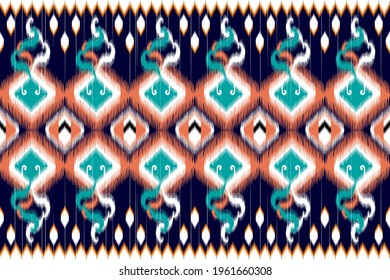 Indian ikat seamless pattern design. Geometric ethnic native tribal boho Aztec fabric carpet mandala African American chevron textile decoration. Silk cotton texture vector illustrations background.