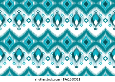Indisches ikat-nahtloses Muster-Design. Geometrisches ethnisches einheimisches Stamm boho Aztec Stoffteppich mandala afrikanische Chevron Textil-Dekoration. Seide-Baumwolle, Textur, Vektorgrafiken, Hintergrund.