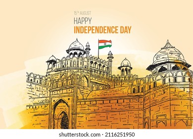 indian  Independance day vector illustration red fort india vector